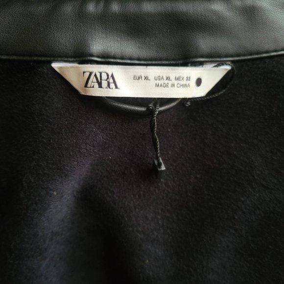 ZARA BLACK SOFT VEGAN LEATHER MIDI COAT DRESS WITH SNAP BUTTONS. (LIKE NEW) - Picture 7 of 9